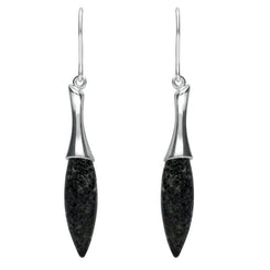 00076533 C W Sellors Sterling Silver Preseli Bluestone Tapered Drop Earrings, E1546.