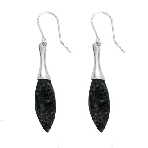 00076533 C W Sellors Sterling Silver Preseli Bluestone Tapered Drop Earrings, E1546.