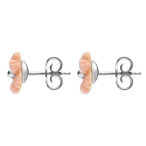 Sterling Silver Pink Conch Tuberose Dahlia Stud Earrings E2155