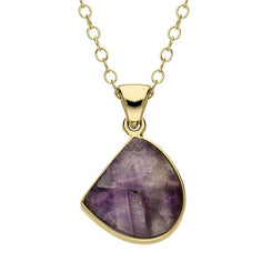 00144022 18ct Yellow Gold Blue John Half Oval Necklace PUNQ0005401