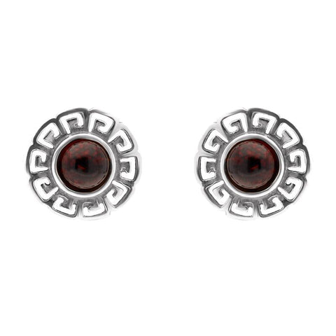 00166547 C W Sellors Sterling Silver Amber Greek Style Stud Earrings, E2421.