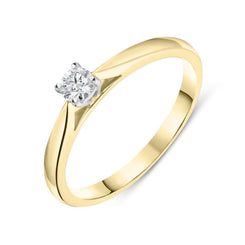 00177338 18ct Yellow Gold 0.15ct Brilliant Cut Diamond Solitaire Ring FEU-2144
