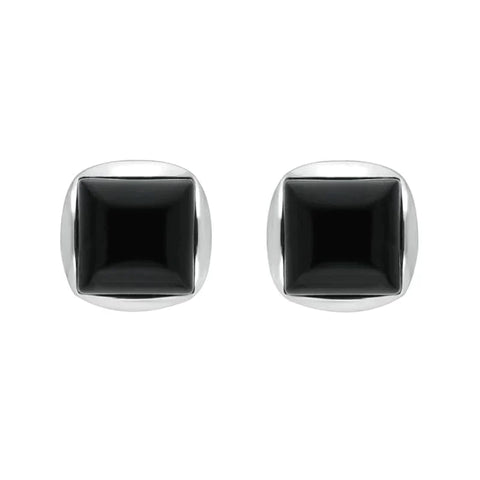Sterling Silver Whitby Jet Square Stud Earrings E2500