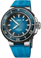 Oris AquisPro 4000m Calibre 400 Watch with blue dial, rubber strap, titanium case