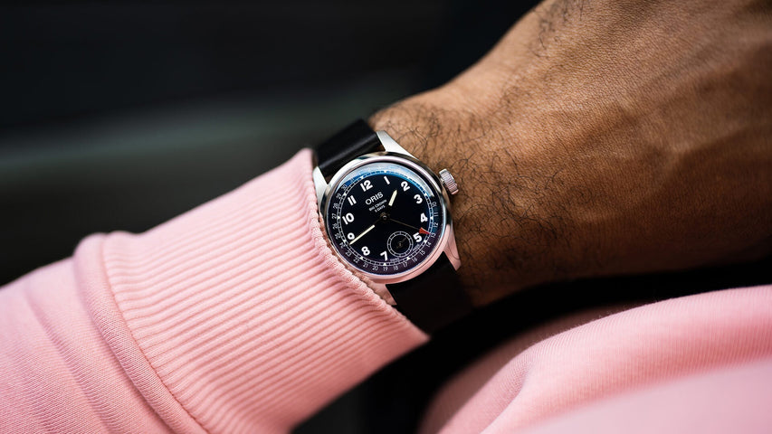 Oris Big Crown Pointer Date Calibre 403 Leather Watch with blue dial, leather strap, steel case