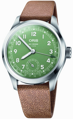 Oris Big Crown Pointer Date Calibre 403 Green Watch with leather strap, steel case