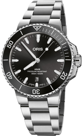 Oris Aquis Date 41.5mm Watch with black dial, steel bracelet, steel case