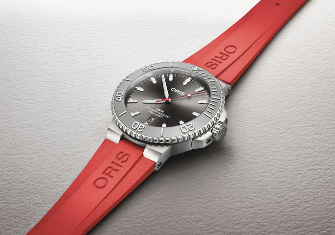 Oris Aquis Date Relief 43.50mm Watch with grey dial, rubber strap, steel case