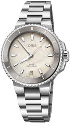 Oris Aquis Date 36.5mm Watch with white dial, steel bracelet, steel case
