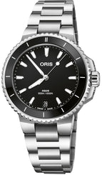 Oris Aquis Date 36.5mm Watch with black dial, steel bracelet, steel case