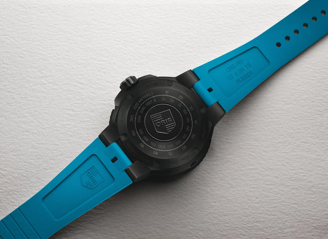 Oris Aquis Pro 1000m Watch with blue dial, rubber strap, titanium case