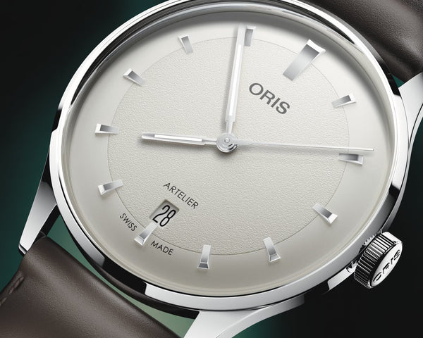 Oris Artelier Date 38mm White Watch with leather strap, steel case