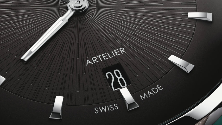 Oris Artelier Date 38mm Brown Leather Watch with black dial, leather strap, steel case