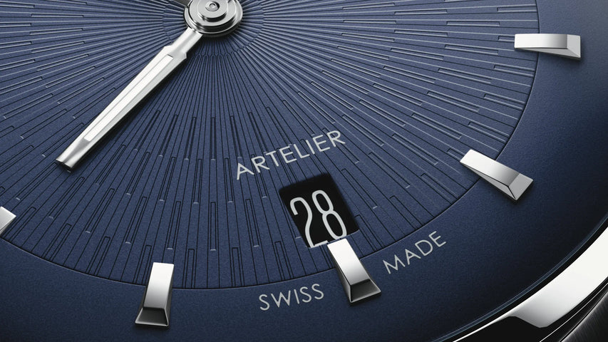 Oris Artelier Date 38MM Watch with blue dial, leather strap, steel case