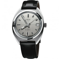 Oris Heritage Star Edition Watch with grey dial, leather strap, steel case