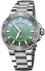 Oris Aquis Dat Watt Limited Edition II Watch with green dial, steel bracelet, steel case