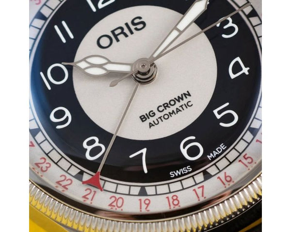 Oris Big Crown Bullseye Watch with multicolour dial, leather strap, steel case