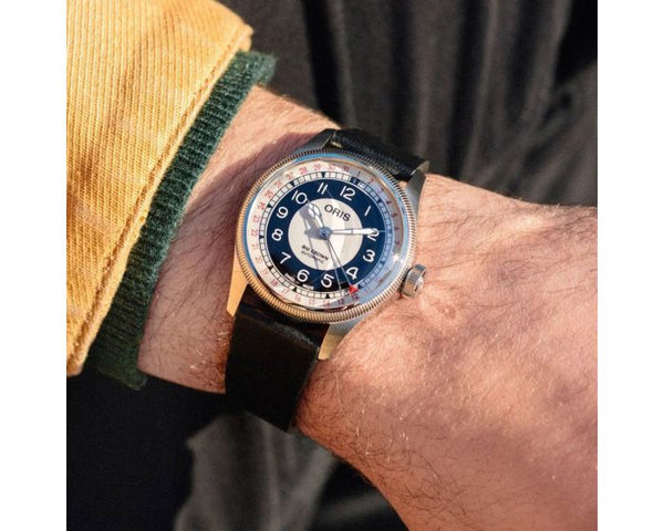Oris Big Crown Bullseye Watch with multicolour dial, leather strap, steel case
