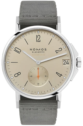 Nomos Glashutte Watch Ahoi Neomatik 38 Date Sand Sapphire Crystal 527