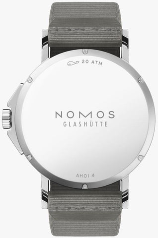 Nomos Glashutte Ahoi Neomatik 38 Date Sand Steel Back Watch