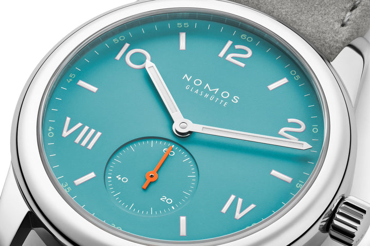 Nomos Glashutte Club Campus Endless Blue Sapphire Crystal Watch