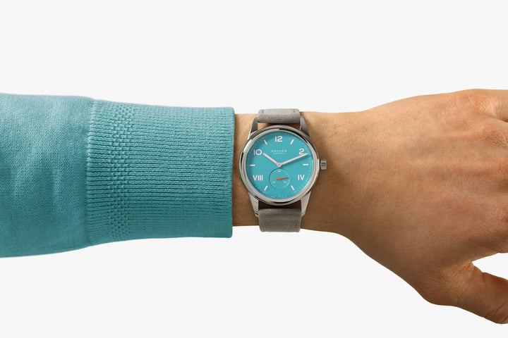 Nomos Glashutte Club Campus 38 Endless Blue Steel Back Watch