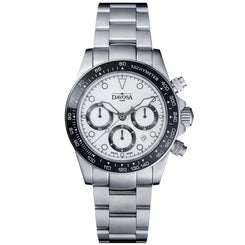 Davosa Watch Ternos Professional Chronograph White Dial Tri Link Bracelet Watch