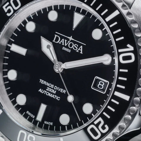 Davosa Watch Ternos Diver Black Dial Tri Link