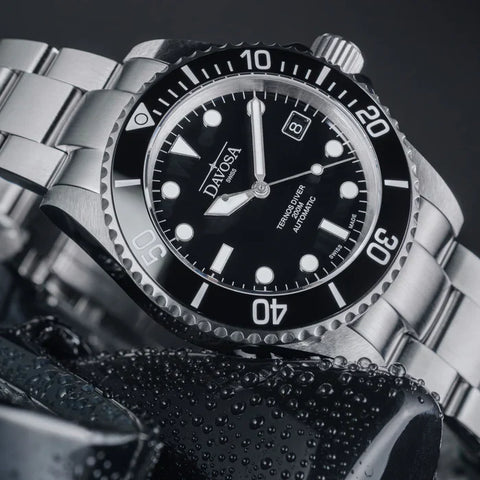 Davosa Watch Ternos Diver Black Dial Tri Link
