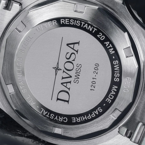 Davosa Ternos Diver Black Dial Green Bezel Tri Link Watch product detail view