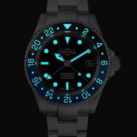 Davosa Ternos GMT Blue Black Tri Link Watch