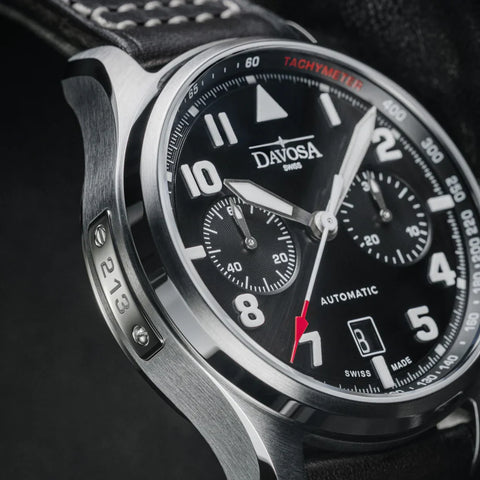 Davosa Newton Chronograph Leather Strap Watch
