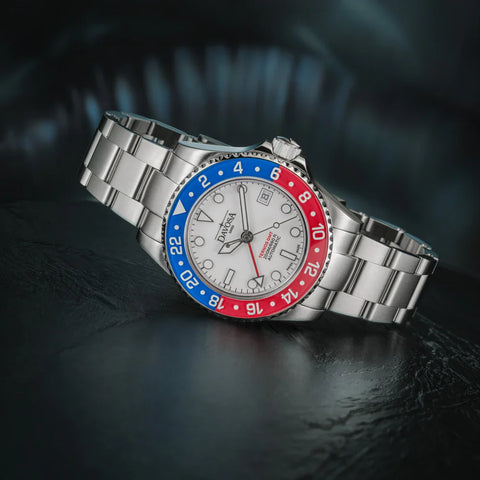 Davosa Ternos GMT Lucent Blue Red TriaLink Bracelet Watch