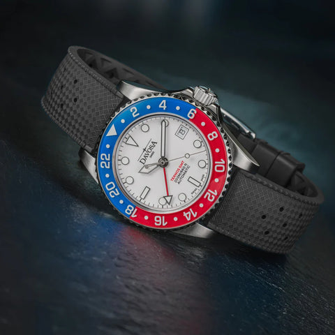 Davosa Ternos GMT Lucent Blue Red Black Rubber Watch