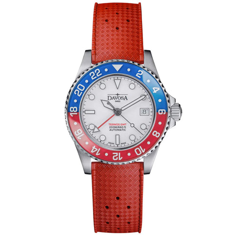 Davosa Ternos GMT Lucent Blue Red Red Rubber Watch