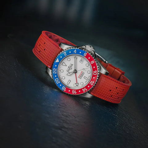 Davosa Ternos GMT Lucent Blue Red Red Rubber Watch