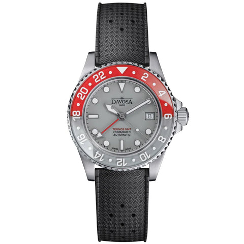 Davosa Ternos GMT Lucent Grey Red Black Rubber Watch product image