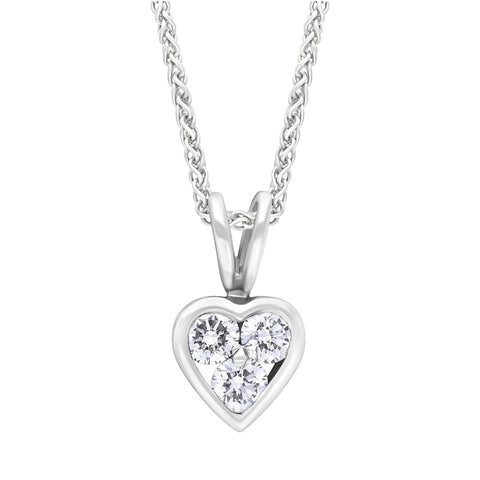 18ct White Gold 0.21ct Diamond Heart Necklace