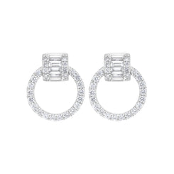 18ct White Gold 0.23 Diamond 0.39 Diamond Circle Bag Barrell Top Earrings