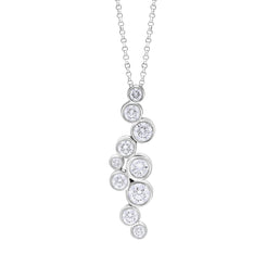 18ct White 1.02 Diamond 10st Bubble Pendant & Chain