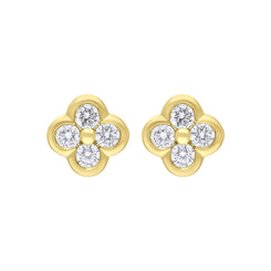 18ct Yellow Gold 0.25 4 Stone Diamond Cluster Stud Earrings