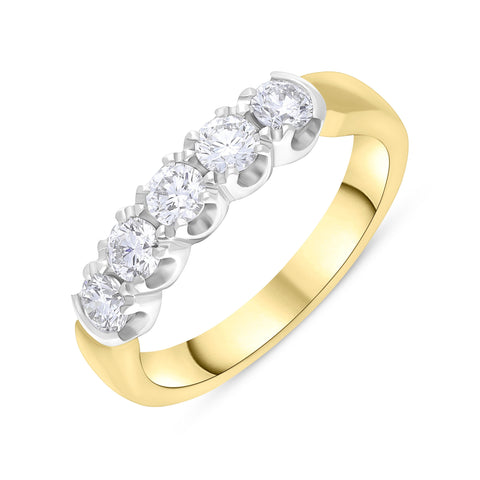 18ct Yellow Gold 0.64 Diamond 5 Stone Eternity Ring