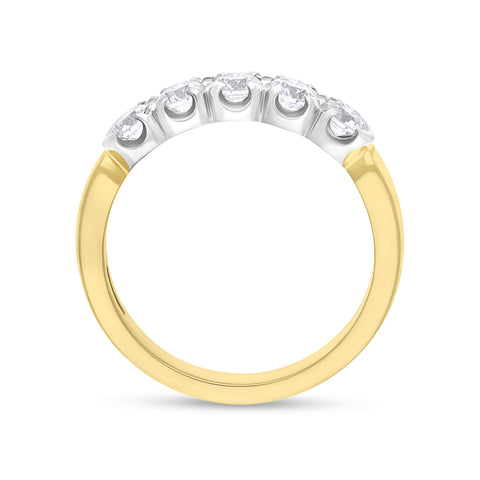 18ct Yellow Gold 0.64 Diamond 5 Stone Eternity Ring