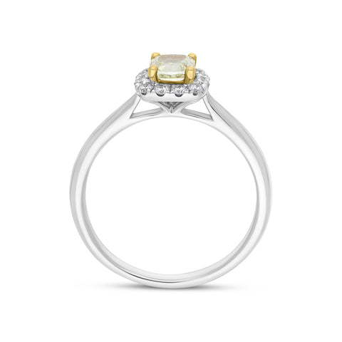 18ct White Gold .51ct Yellow Diamond .17 Cush Micro 18ct Yellow Gold Claw Cluster Ring