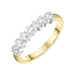 18ct Yellow Gold 0.58ct Diamond Claw Set Eternity Ring FEU-2017