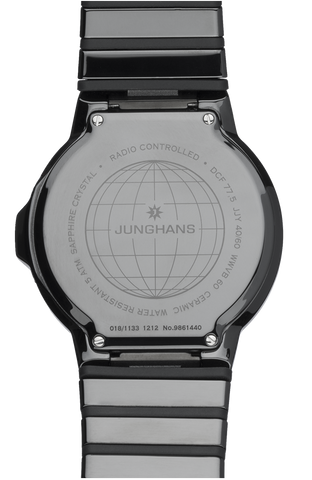 Junghans Force Mega Solar Watch with black dial, ceramic strap, ceramic case
