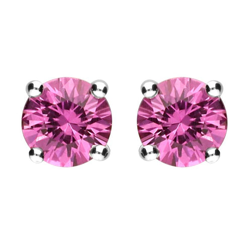 00151393 18ct White Gold 1.30ct Pink Sapphire Solitaire Stud Earrings, FEU-1645.
