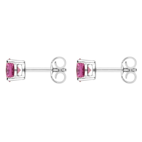 00151393 C W Sellors 18ct White Gold 1.11ct Pink Sapphire Solitaire Stud Earrings, FEU-1645.