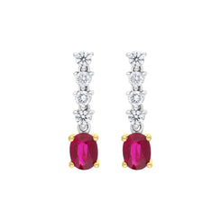 18ct White Gold 0.76ct Ruby 0.31ct Diamond Drop Earrings