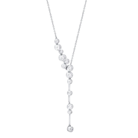 18ct White Gold 1.54ct Diamond Bubble Drop Necklet